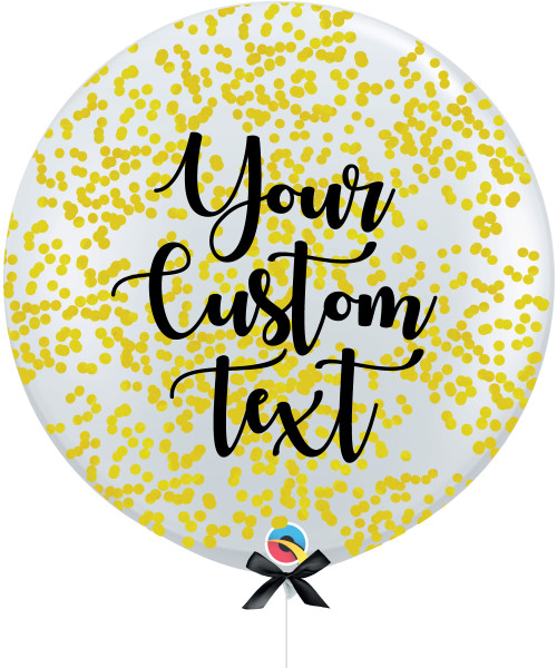 36'' Personalised Jumbo Perfectly Round Balloon - Round Confetti (1cm) Yellow