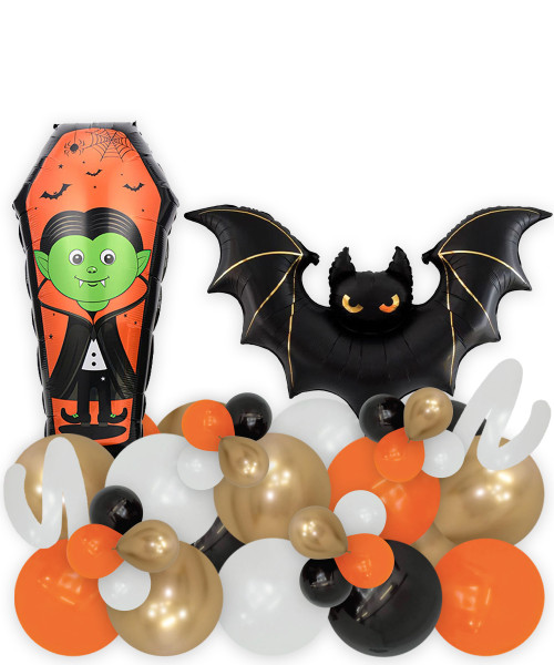 [Frightfully Fun Halloween] Spooky Balloons Centerpiece - Vampire Gold Trim Bat