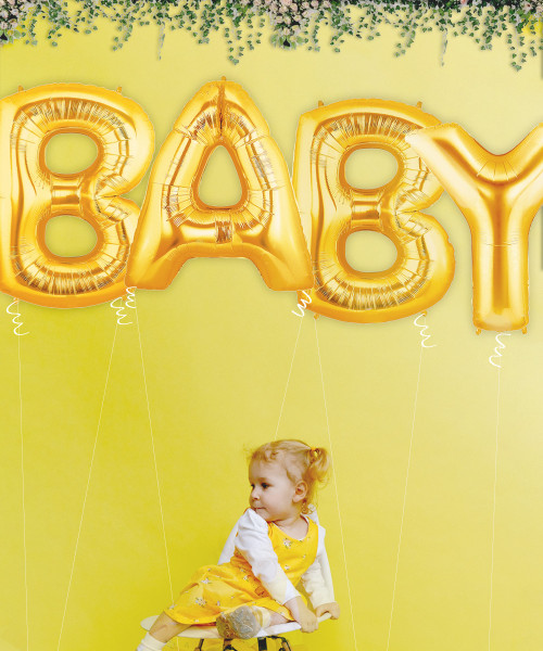 40" Giant Alphabet Foil Balloon (Gold) - A Set of Letter "BABY"