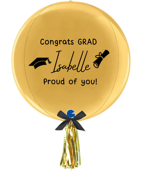 [Graduation] (Pick your own color) 15" Personalised Name Globe 4D Balloon - Congrats Grad, Class of 2025