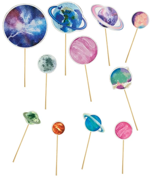 Cake/Cupcake Toppers (11pcs) - Galaxy Space Themed 