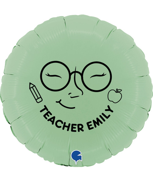 [Celebrating Teachers] 18" Personalised Name Round Foil Balloon - Smiley Teacher