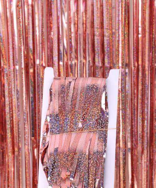 Streamer Curtain Fringe Backdrop (1meter x 2 meter) - Sparkling Rose Gold