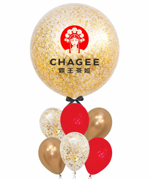 (Create your own color) 36" Personalised Logo (Full Color Image) Jumbo Perfectly Round Balloons Cluster - Shredded Confetti, Reflex & Fashion Colors