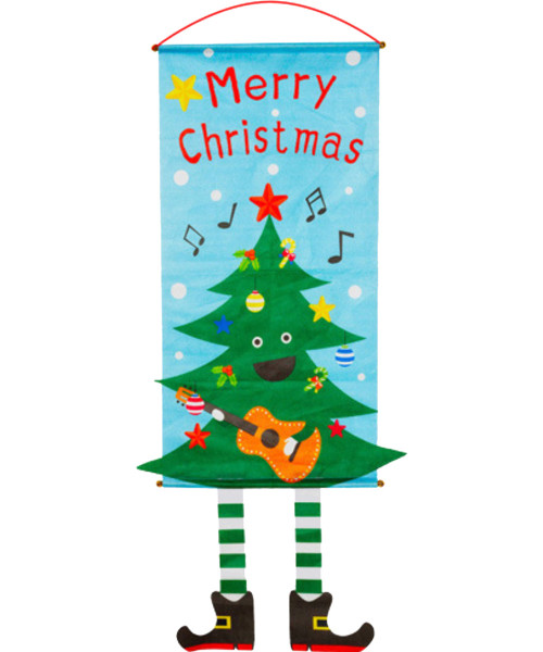 [Merry Christmas 2025] Christmas Wall Hanging Banner (115cm) - Musical Christmas Tree