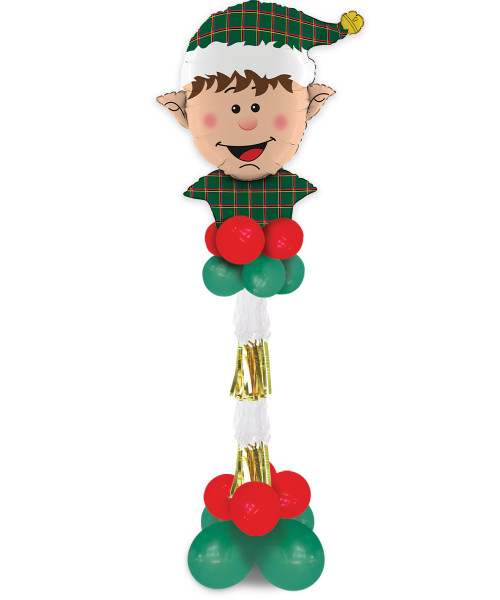 [Merry Christmas 2026] Christmas Themed Balloon Tower (2m) -  Tartan Elf Head
