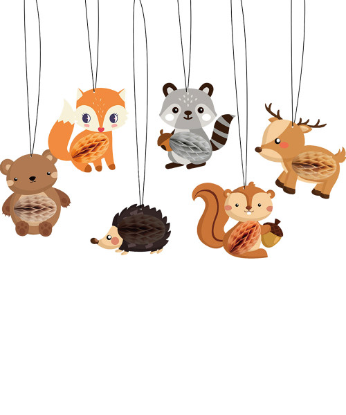 Decorative Honeycomb Ball Set (6 Designs) - Cute Woodland Animals