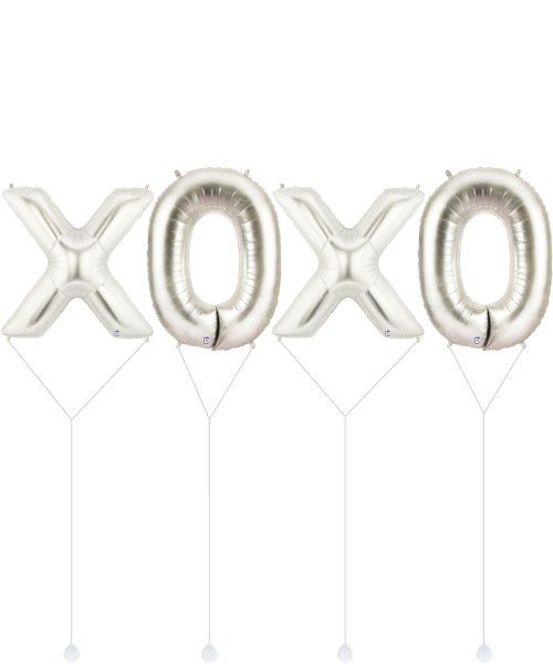 [Happy Valentine's Day] 40" Giant Alphabet "XOXO" Foil Balloon - Silver