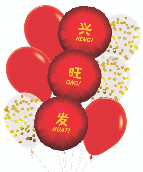 [CNY 2024] Ushering Year of The Dragon Balloons Bouquet - 兴 旺 发 