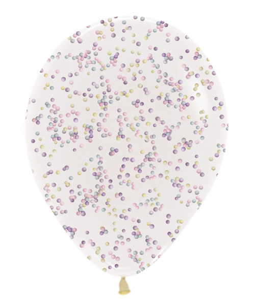 12'' Marshmallow Sprinkles Clear Latex Balloon - Pastel Rainbow