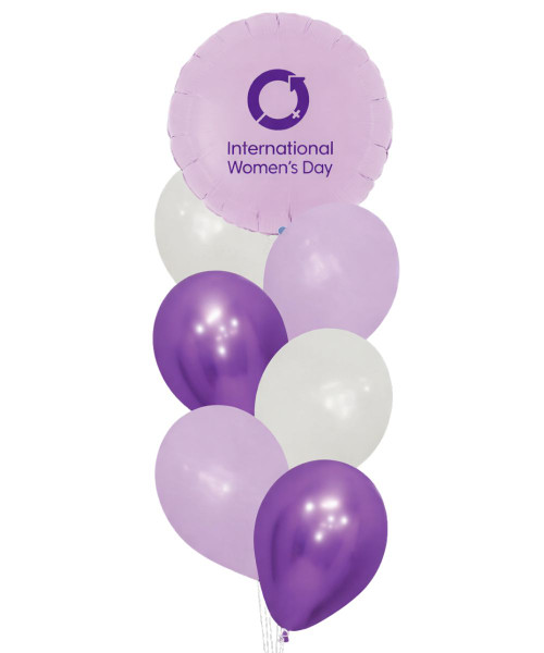 [IWD 2026] Personalised Round Foil Balloons Cluster - Happy International Women's Day Logo
