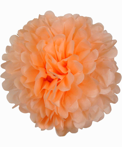Paper Flower Pom Poms (25cm) - Peach