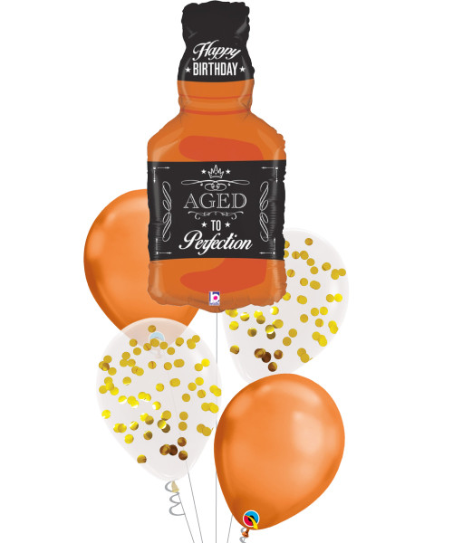 [Beverage] Aged To Perfection Whiskey Happy Birthday Confetti Balloons Bouquet