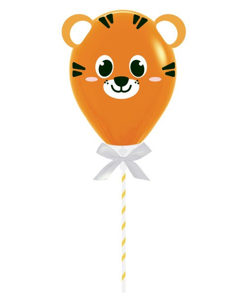 [Oh Little Darlin'] 5" Animal Balloon on Stick - Stripy Tiger