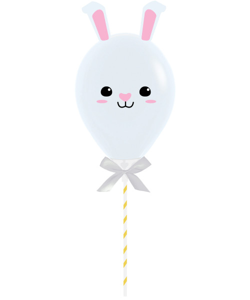 [Oh Little Darlin'] 5" Animal Balloon on Stick - Hoppy Bunny