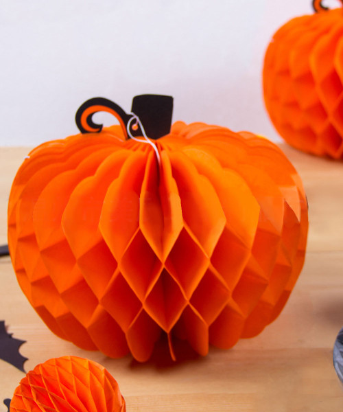 [Spooky Halloween] Pumpkin Paper Honeycomb Ball (20cm x 26cm) 