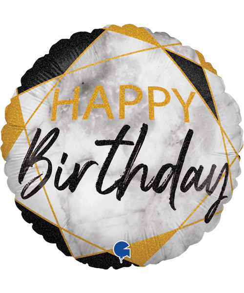 [Birthday] Marble Mate Happy Birthday Black Foil Balloon (18inch)