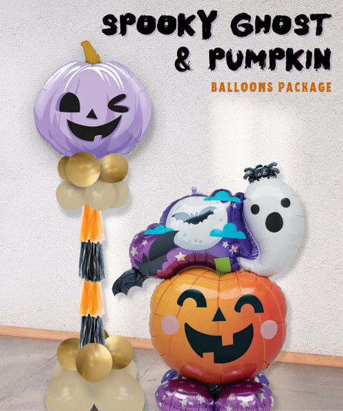 [Frightfully Fun Halloween] Spooktacular Balloons Package - Spooky Ghost & Pumpkin