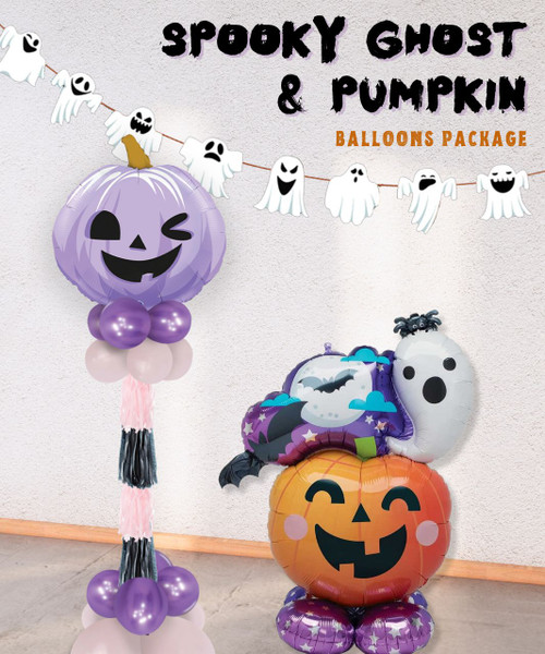 [Frightfully Fun Halloween] Spooktacular Balloons Package - Spooky Ghost & Pumpkin