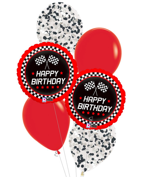 [Transportation] Checkered Flag Birthday Balloons Bouquet