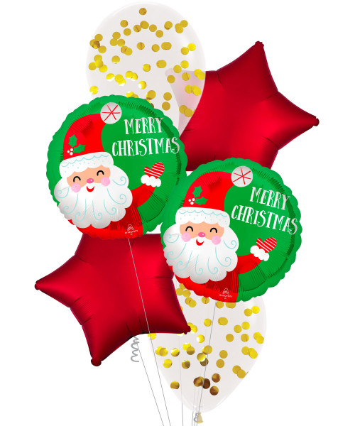 [Merry Christmas 2022] Smiley Satin Santa Christmas Balloons Bouquet