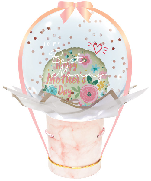 [To The Queen of My Heart] Personalised Balloon Dome - Happy Mother Day Satin Infused Pastel Yellow & Confetti 