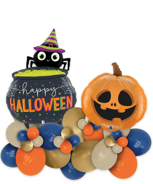 [Spooky Halloween] Halloween Themed Balloons Centerpiece - Spider Cauldron & Funny Pumpkin Orange