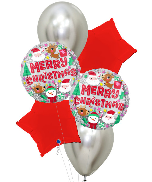 [Merry Christmas 2025] Christmas Buddies Macaron Matte Red Star Balloons Bouquet