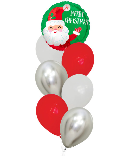 [Merry Christmas 2025] Smiley Satin Santa Christmas Chain Balloons Bouquet 
