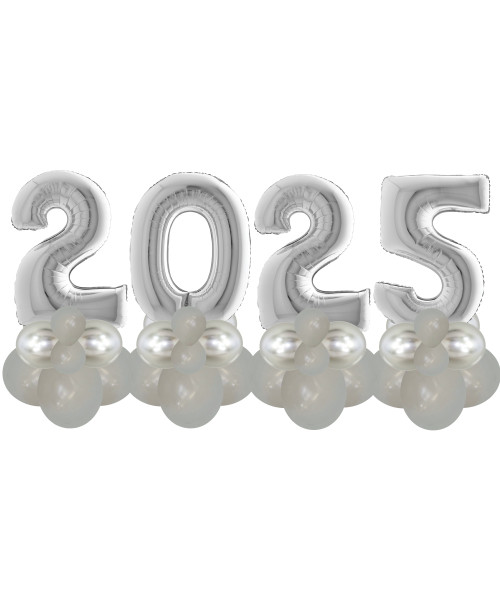 [Happy New Year 2025] Happy New Year Balloon Stand Set - Silver