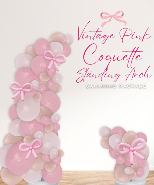 [Birthday] Vintage Pink Coquette Standing Arch Balloons Package