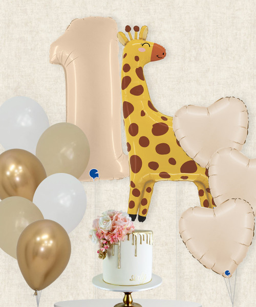 Jungle Giraffe Birthday Balloons Package