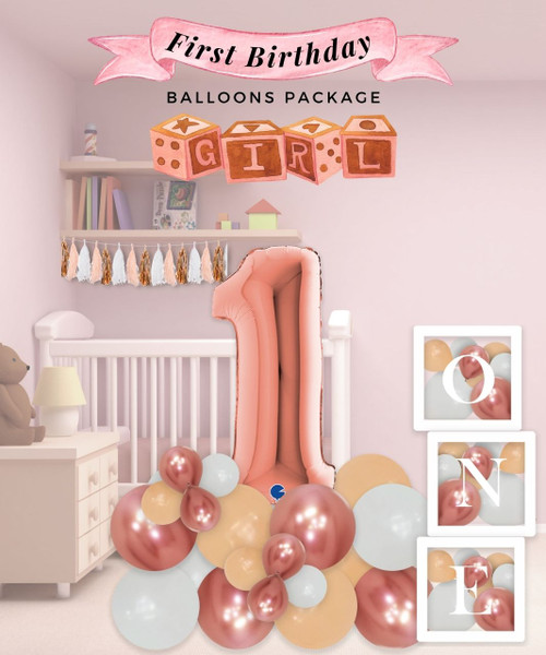 [Birthday] First Birthday Balloons Package - Baby Girl