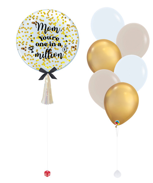 [To The Queen of My Heart] 24" Personalised Crystal Clear Transparent Balloon - Round Confetti SET