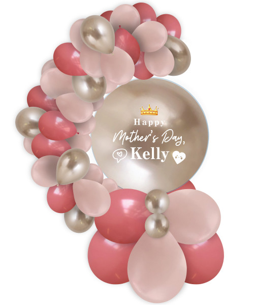 [To The Queen of My Heart] Happy Mother’s Day Crystal Reflex Globe Balloons Centerpiece - Infinite Love