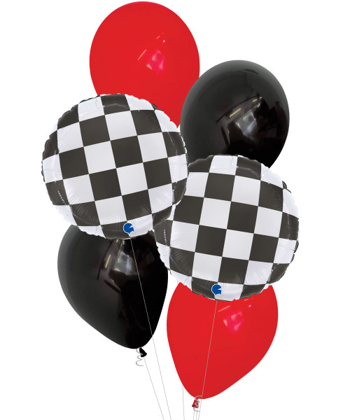 [Transportation] Black and White Checkerboard Vroom Vroom Balloons Bouquet