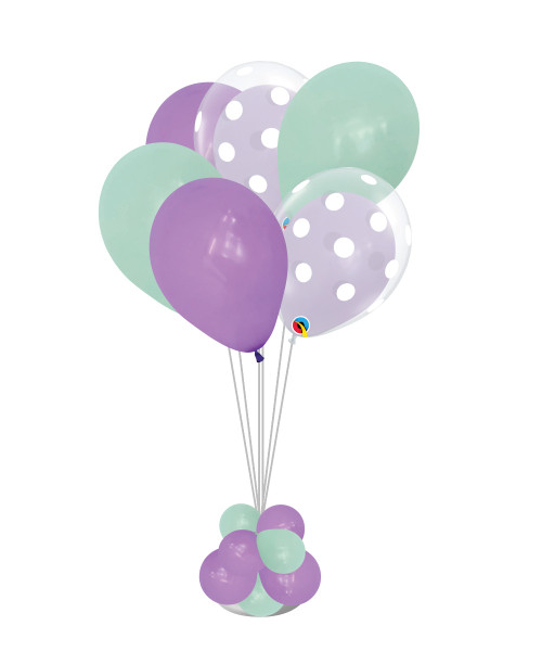 (Create Your Own Table Balloon Stand) 12" Fashion Latex White Polka Dots Balloon in a Balloon Table Balloon Stand (105cm tall)

Colors: Fashion Lilac, Fashion Pastel Matte Green & White Polka Dots Fashion Pastel Matte Lilac