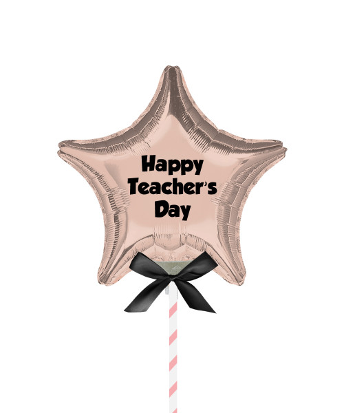 9"/23cm Personalised Happy Teacher's Day Small Star Foil Balloon - Rose Gold