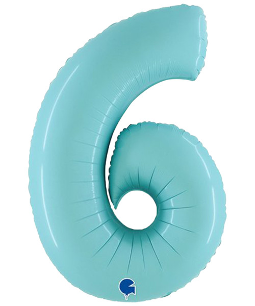 40" Giant Number Foil Balloon (Pastel Blue) - Number '6'
