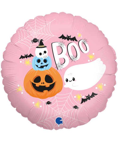 [Spooky Halloween] Boo and Chubby Ghost Pink Foil Balloon (18inch)