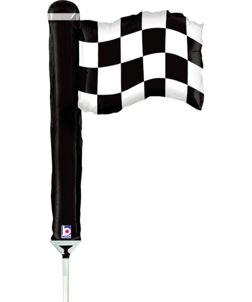 Mini Checkered Flag Foil Balloon with Stick (14inch)