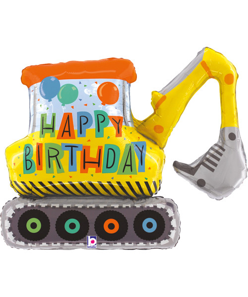 [Transportation] Birthday Construction Excavator Foil Balloon (31inch) 