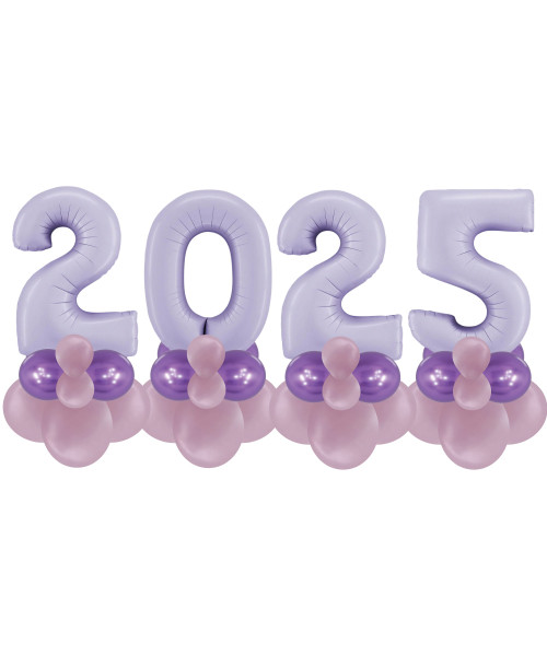 [Happy New Year 2025] Happy New Year Balloon Stand Set - Satin Lilac