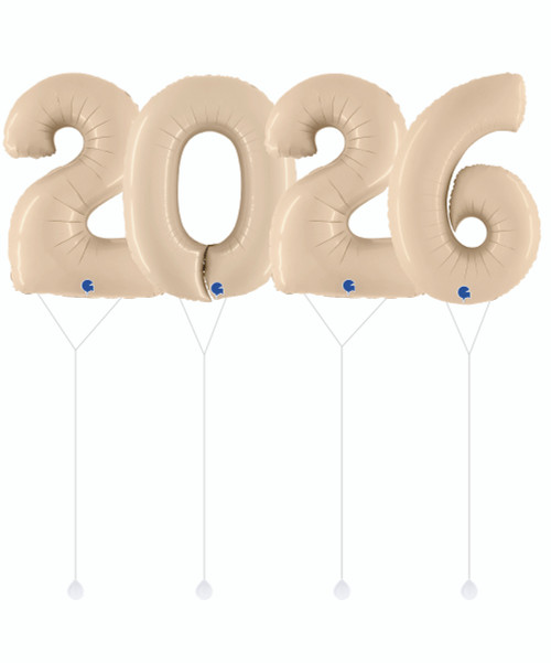 [Happy New Year 2026] Happy New Year Giant Number "2026" Foil Balloons - Satin Cream