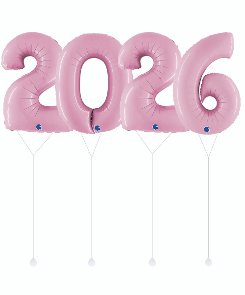 [Happy New Year 2026] Happy New Year Giant Number "2026" Foil Balloons - Pastel Pink