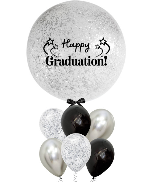 [Graduation] 36'' Personalised Jumbo Perfectly Round Balloons Cluster - Happy Graduation