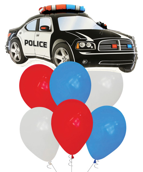 [Transportation] Police Car Black Balloons Bouquet