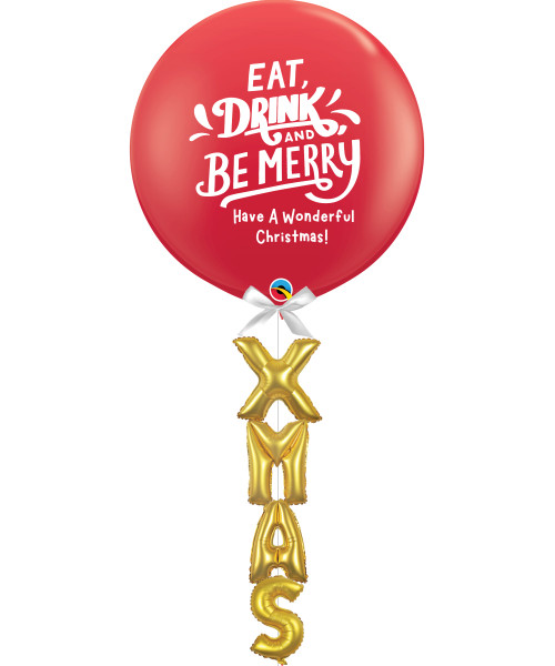 [Merry Christmas 2025] Personalised Merry Christmas Jumbo Balloon (XMAS) - Eat Drink and Be Merry