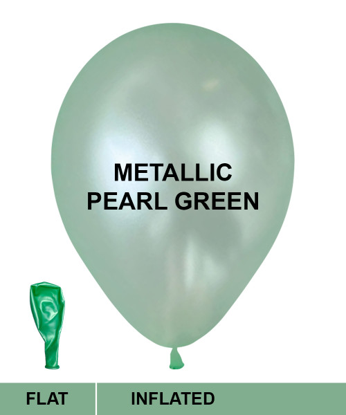 12" Standard Metallic Color Round Latex Balloon - Satin Pearl Green