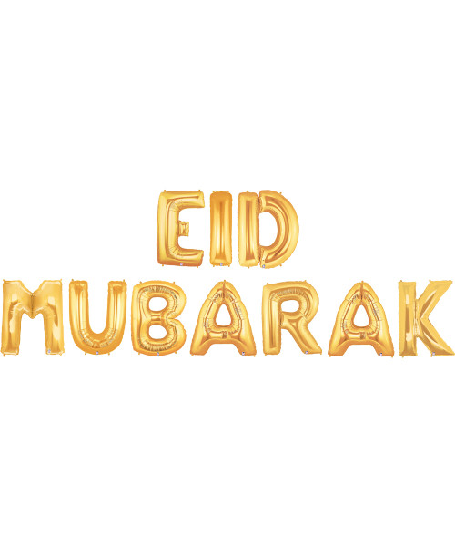 [Riang Raya] 14" EID MUBARAK Alphabet Foil Balloons Banner - Gold